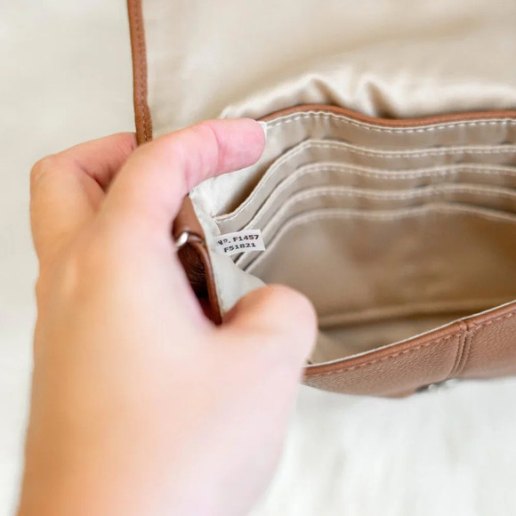 COACH F51821 PARK SADDLE BROWN PEBBLED LEATHER MINI BAG WRISTLET WALLET CLUTCH - Picture 9 of 14